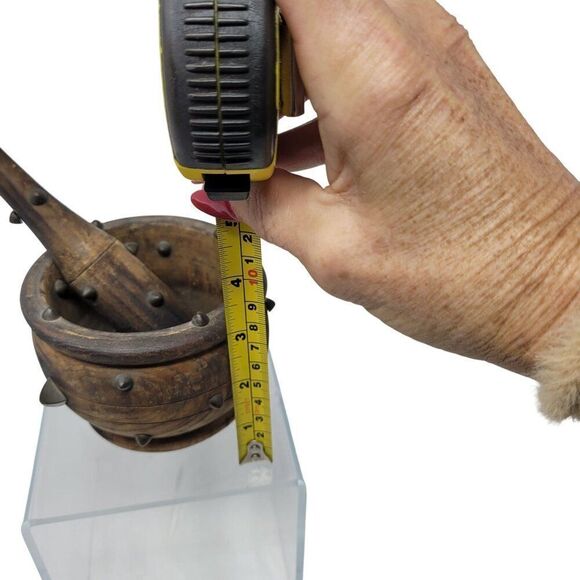 Vtg 1970s Wooden Mortar &‎ Pestle Spike Studded Primitive Medieval Renaissance - Picture 8 of 16